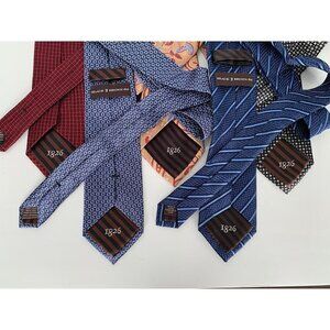 Lot 5 Ties Black Brown 1826 100% Silk Made In China Assorted Colors